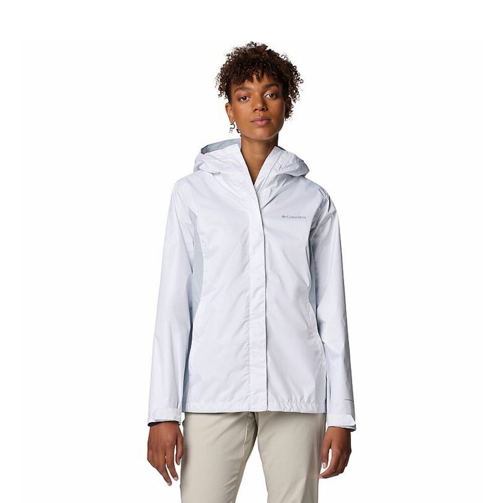 Columbia Women’s Thermal Coil Jacket White & Gray Size L Waterproof Rain Coat